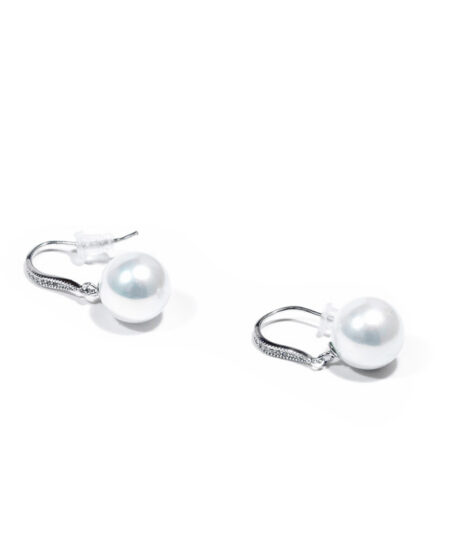 Visiace strieborné náušnice s perlou 12mm A092