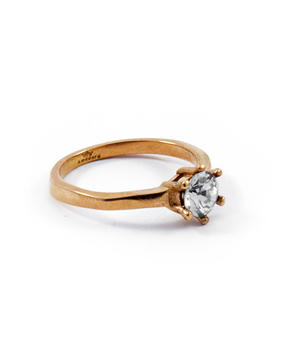 Prsteň rose gold s trblietavým kamienkom C004-2T
