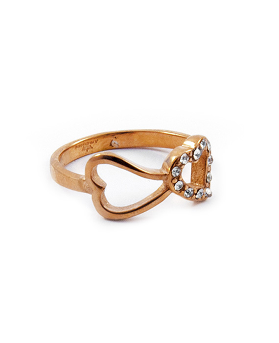 Oceľový prsteň srdiečka rose gold C011-25