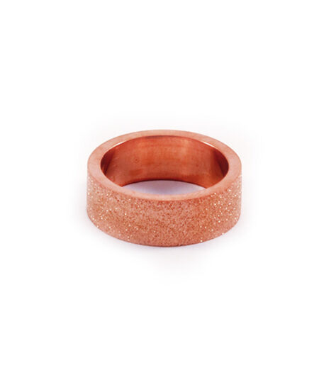 Minimalistický prsteň s trblietavým povrchom rose gold C014-2T