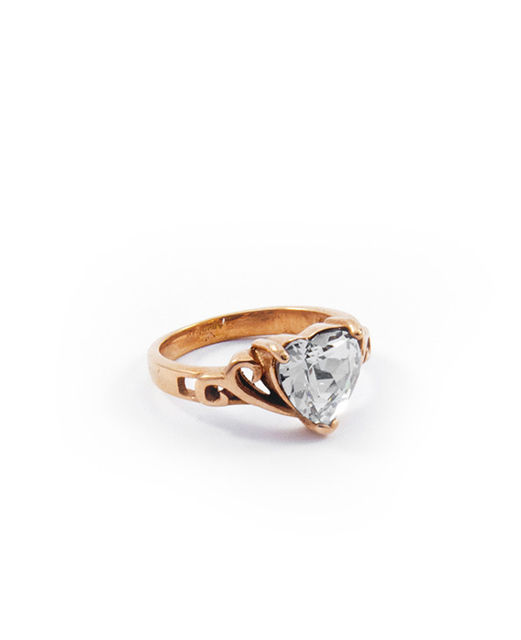 Prsteň s trblietavým srdiečkom rose gold C031-2T