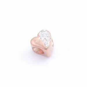 Oceľový prívesok – srdce s krištálmi rose gold E036-2T