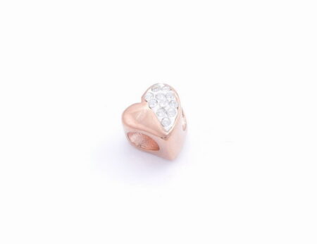 Oceľový prívesok – srdce s krištálmi rose gold E036-2T