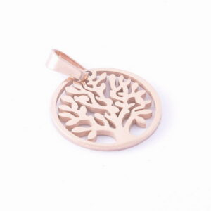 Oceľový prívesok strom života rose gold E054-25