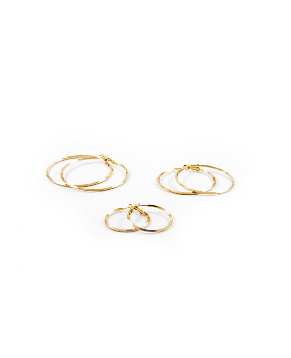 Set 3 zlatých kruhových náušníc I003