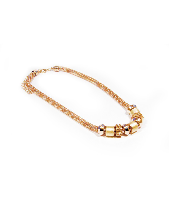 Chunky náhrdelník rose gold s príveskami I007-25