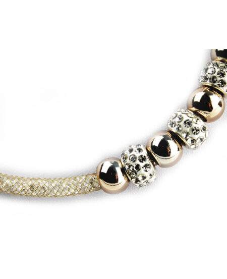 Trblietavý kryštálový náhrdelník zlatý J001-0E