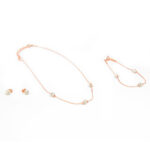 Jemný set s trblietavými pavé guličkami rose gold L002-25