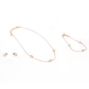 Jemný set s trblietavými pavé guličkami rose gold L002-25
