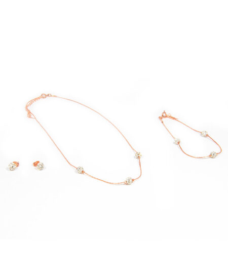Jemný set s trblietavými pavé guličkami rose gold L002-25 Jemný set s trblietavými pavé guličkami rose gold L002-25