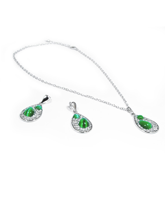 Set so zeleným mačacím okom L015-15