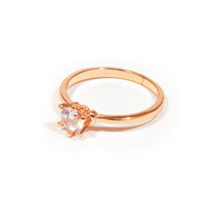 Jemný prsteň s trblietavým kamienkom rose gold L023-25