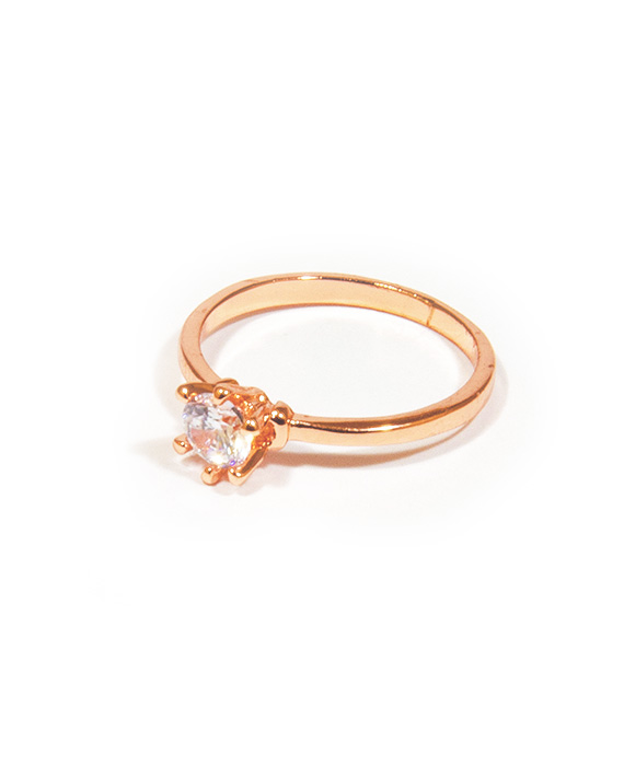 Jemný prsteň s trblietavým kamienkom rose gold L023-25
