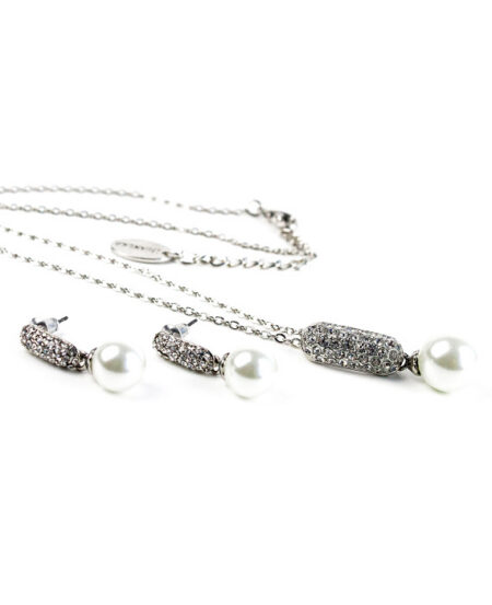 Set perlových náušníc a náhrdelníka s kryštálmi M024 Set perlových náušníc a náhrdelníka s kryštálmi M024
