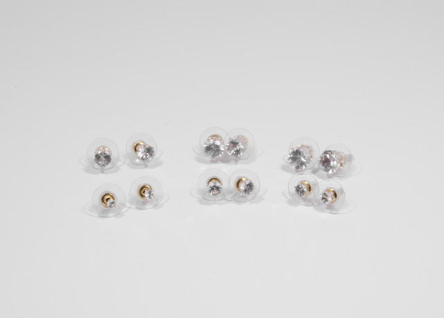 Set 6 párov lesklých napichovacích náušníc rose gold N026-25