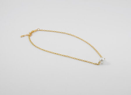 Jemný náhrdelník s bielou perlou gold N056 Jemný náhrdelník s bielou perlou gold N056