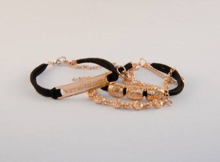 Kožený náramok s rose gold detailmi N074-25