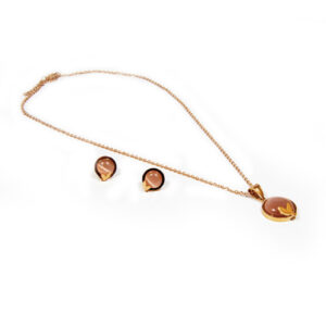 Oceľový set mačacie oko Rose gold S004-25