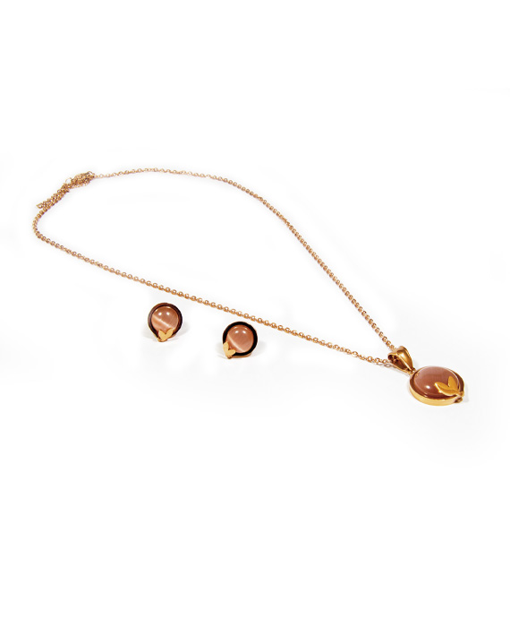 Oceľový set mačacie oko Rose gold S004-25