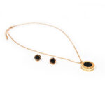 Oceľový set s kruhovým príveskom Rose gold S014-25