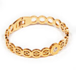 Pevný oceľový náramok Rose gold krúžky 18cm S020-25