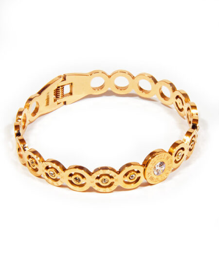 Pevný oceľový náramok Rose gold krúžky 18cm S020-25