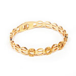 Pevný oceľový náramok Rose gold krúžky 18cm S021-25
