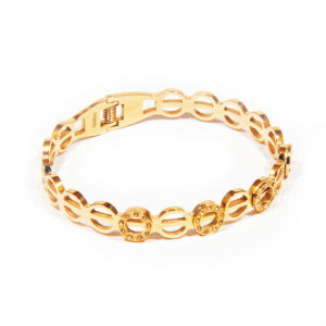 Pevný oceľový náramok Rose gold krúžky 18cm S021-25