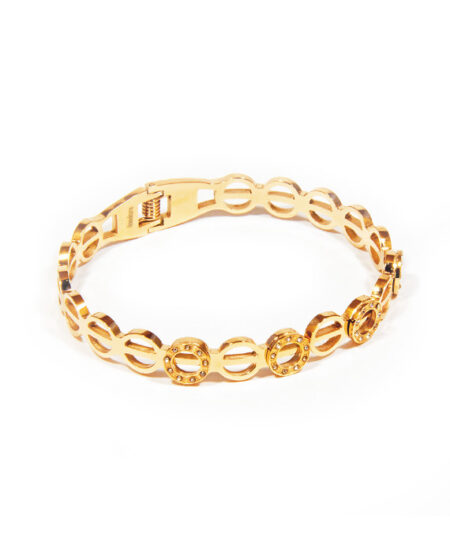 Pevný oceľový náramok Rose gold krúžky 18cm S021-25