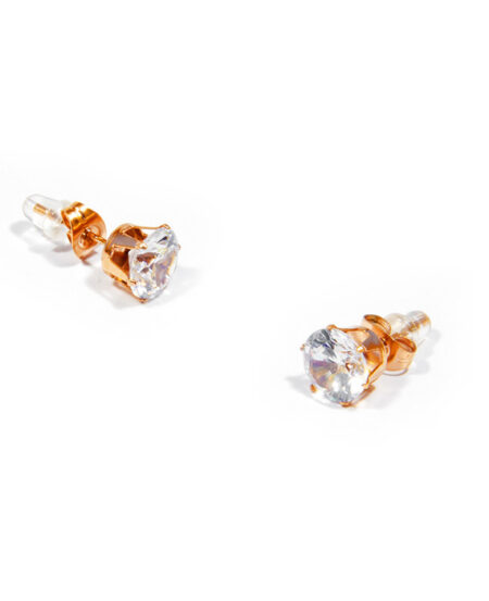 Rosegold napichovacie náušnice so zirkónom 8 mm X021