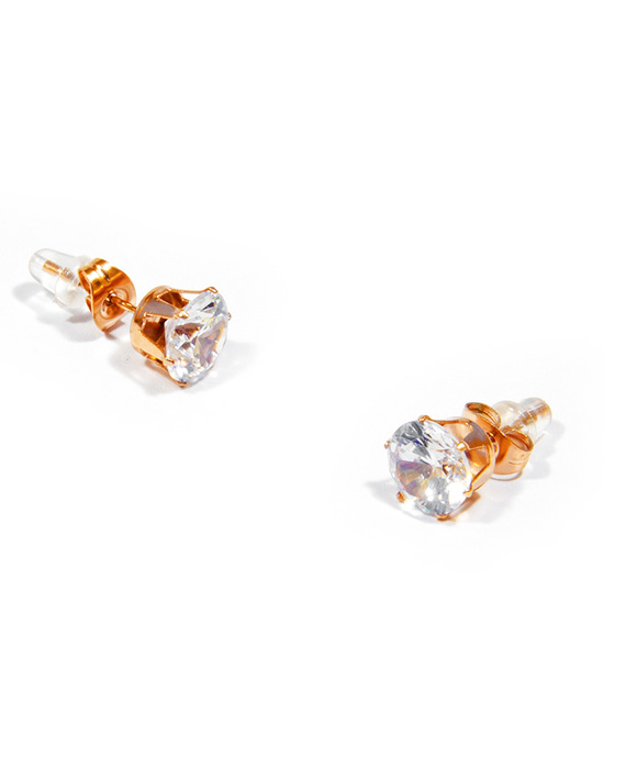 Rosegold napichovacie náušnice so zirkónom 8 mm X021