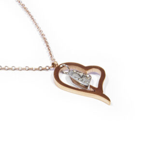 Oceľový náhrdelník srdiečka rose gold X013-25