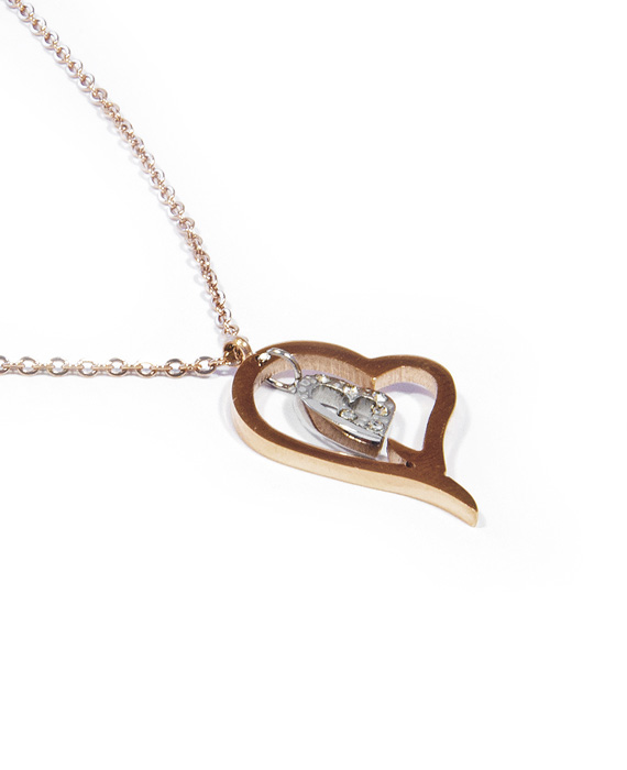 Oceľový náhrdelník srdiečka rose gold X013-25