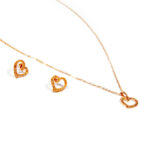 Oceľový set náušnice a náhrdelnik srdcia rose gold X016-25