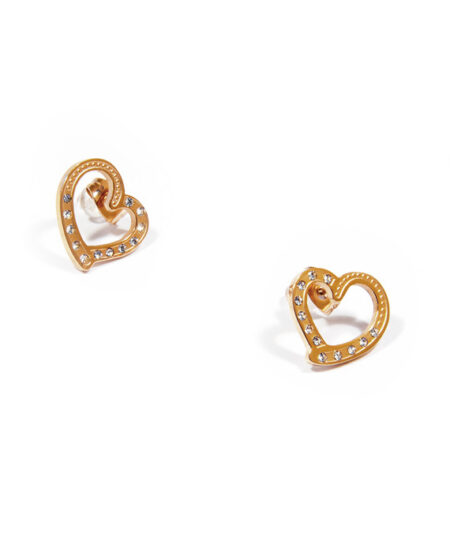 Oceľový set náušnice a náhrdelnik srdcia rose gold X016-25