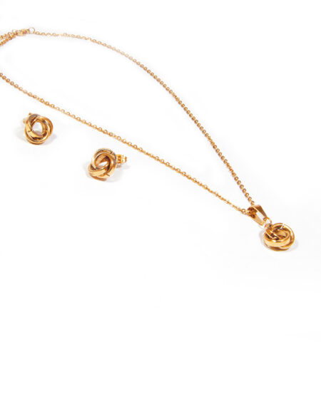Oceľový set náušnice a náhrdelnik prepletené kruhy rose gold Y002-25 Oceľový set náušnice a náhrdelnik prepletené kruhy rose gold Y002-25