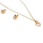 Trblietavý oceľový set náušnice a náhrdelník rose gold Y003-25