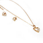 Oceľový set náušnice a náhrdelnik srdcia rose gold Y004-25