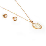 Oceľový set s dlhou retiazku Kruhy Rose gold Y008-25