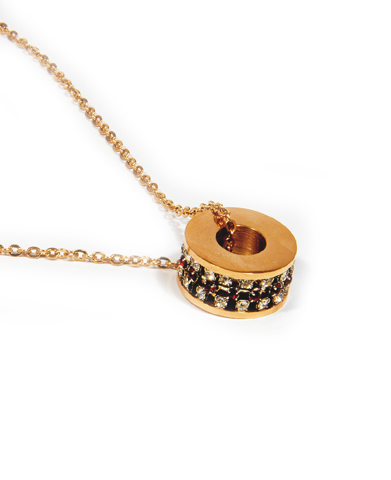 Dlhý oceľový náhrdelník zirkónmi rose gold Y010-25